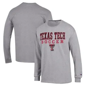 Champion Texas Tech Red Raiders Gray Soccer Stack Logo Long Sleeve T-Shirt
