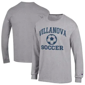 Champion Villanova Wildcats Heather Gray Soccer Icon Long Sleeve T-Shirt