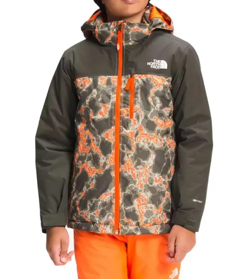 Chaqueta de invierno para niño repelente al agua THE NORTH FACE con capucha extraíble, chaqueta para la nieve con estampado inte