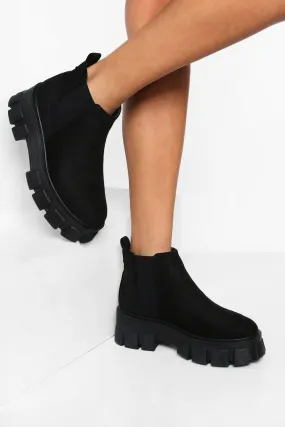 Chunky Cleated Sole Ankle Chelsea Boots