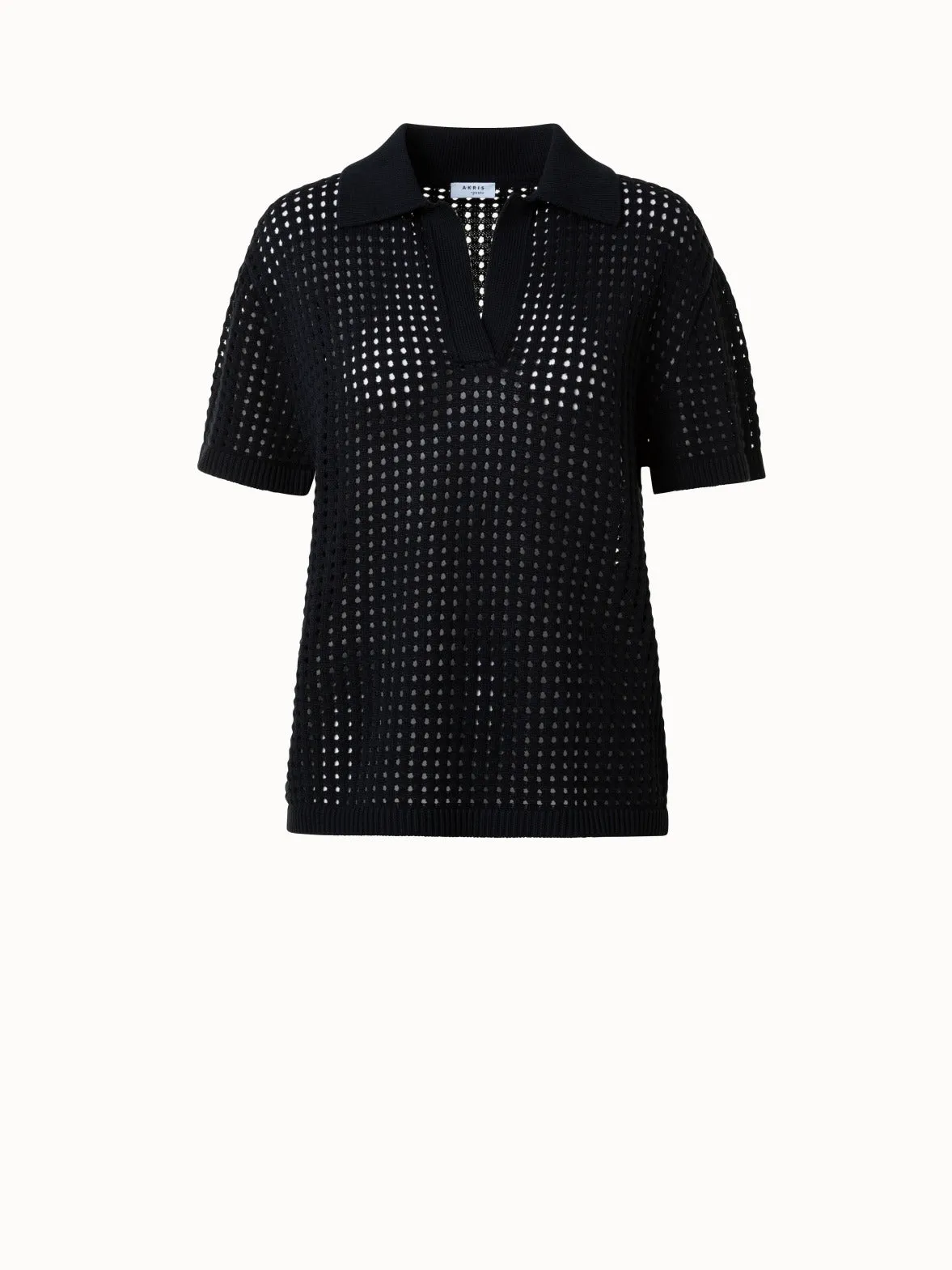 Chunky Cotton Dot Mesh Polo Shirt