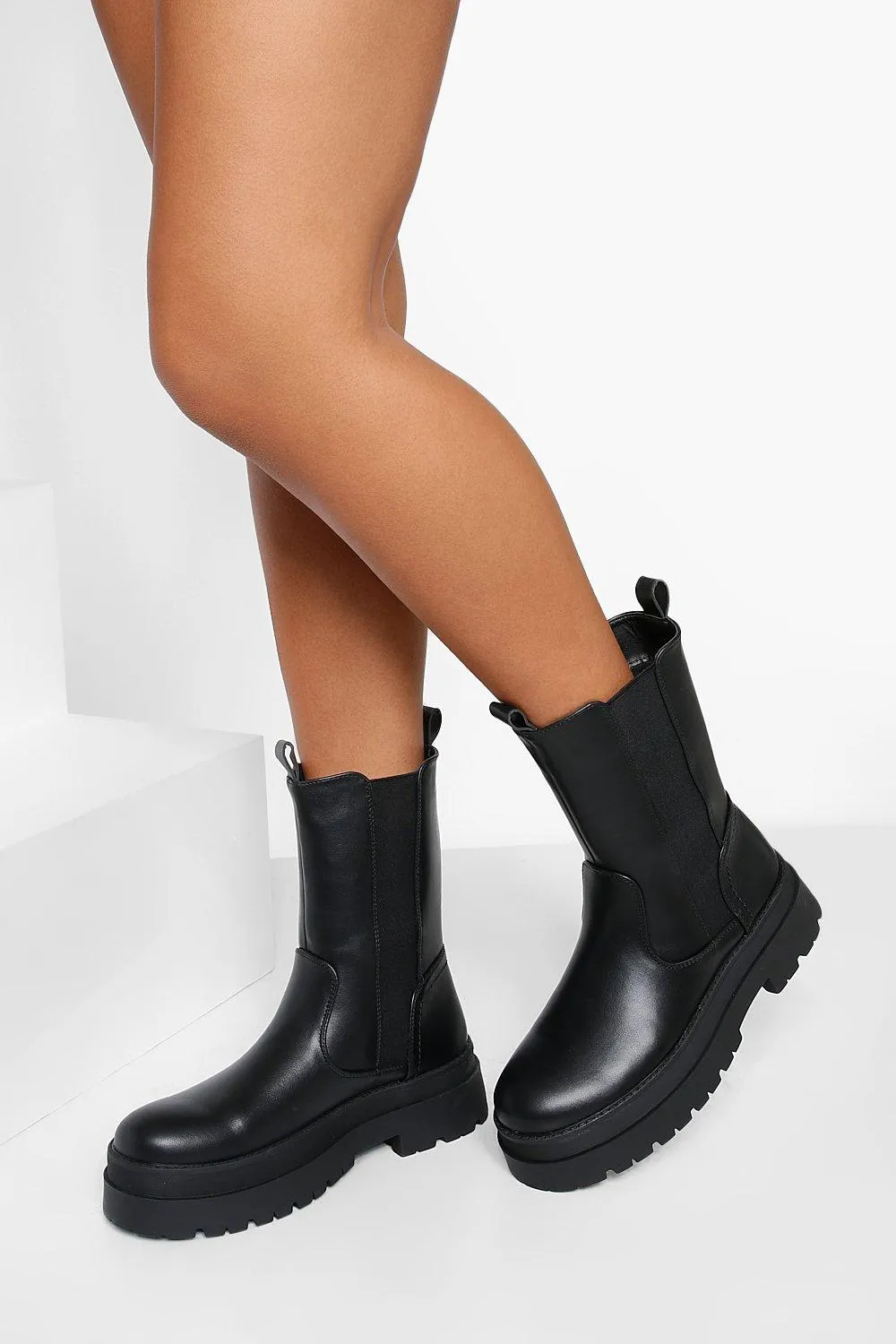 Chunky High Ankle Chelsea Boots