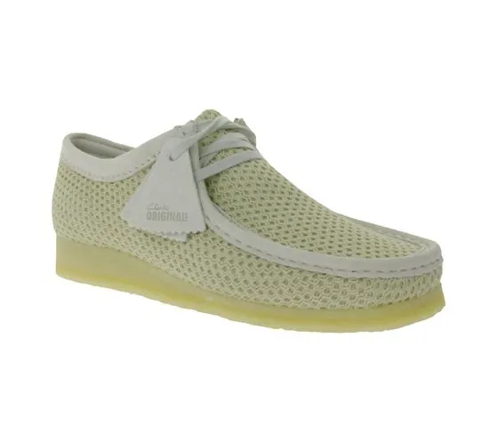 Clarks Wallabee sneakers stringate da uomo in rete con scarpe basse in vera pelle 26175849 beige