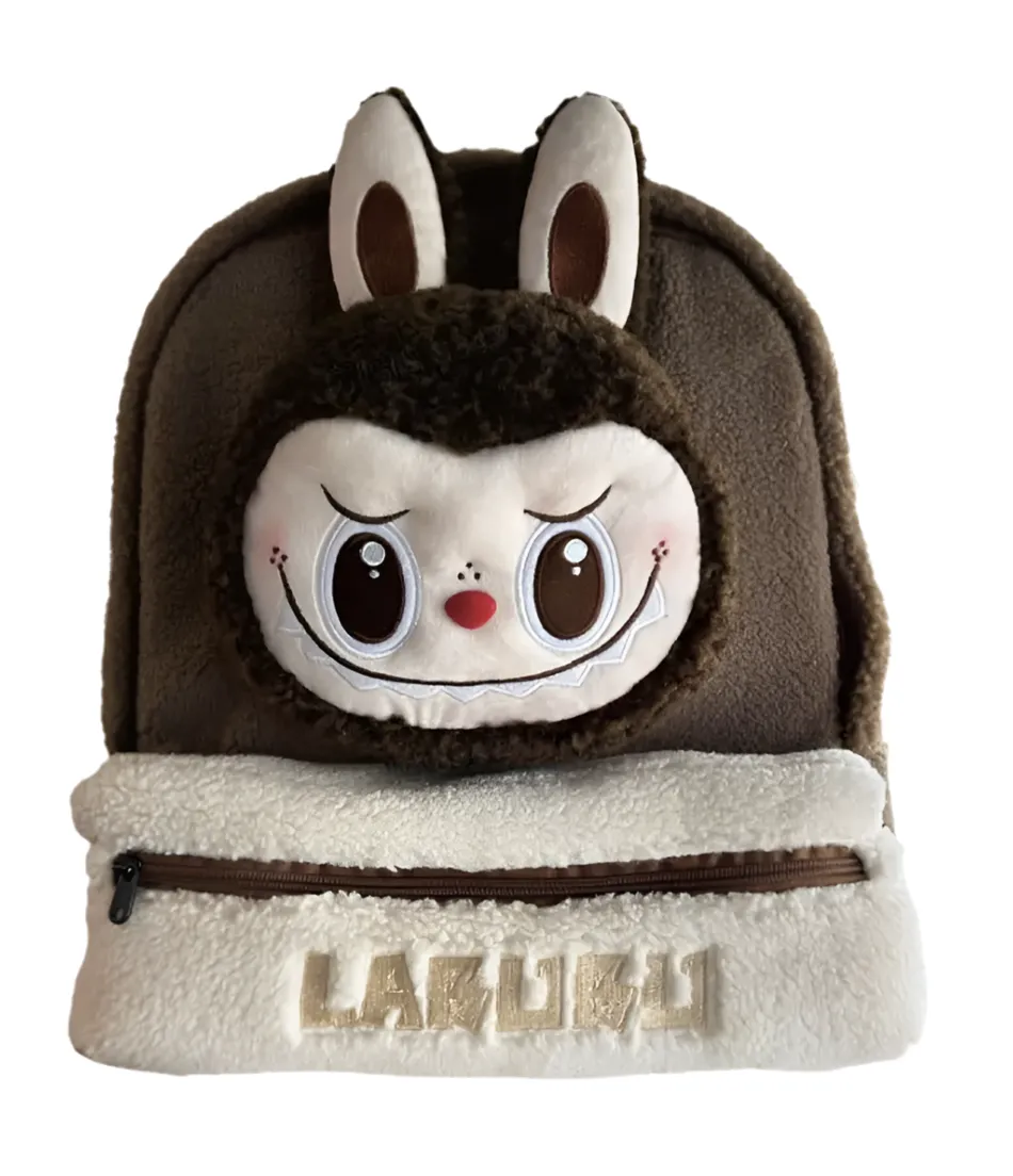 Classic Bag Series-LABUBU Berber Fleece Backpack (Brown)