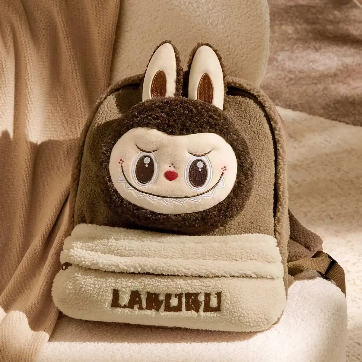 Classic Bag Series-LABUBU Berber Fleece Backpack (Brown)