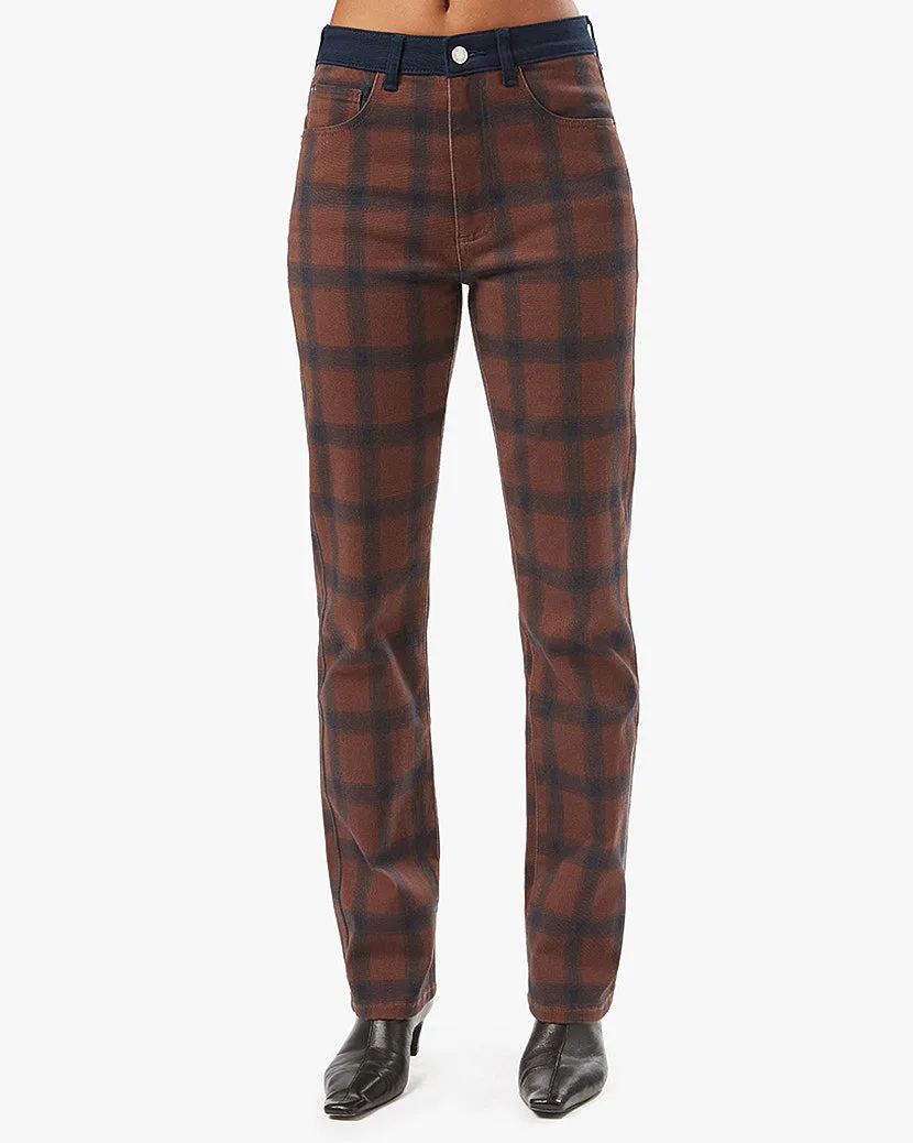 Color Block Modern Plaid Stretch Twill Icon Jeans | Cacao French Navy