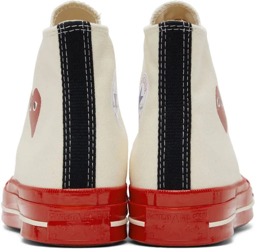 Comme des Garçons Play Off-White & Red Converse Edition PLAY Chuck 70 High-Top Sneakers