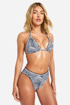 Contrast Stitch Marble Triangle Bikini Set