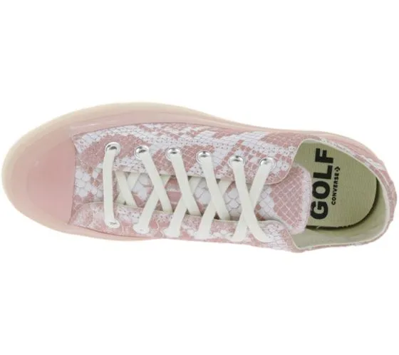 Converse x Golf Wang baskets en cuir véritable chaussures basses confortables à l aspect peau de serpent Chuck 70 Ox rose/blanc