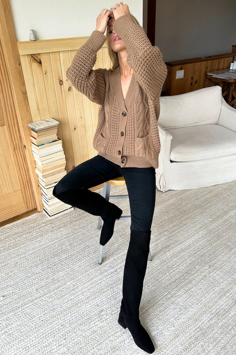 Cozy Cable Cardigan - Cocoa Alpaca