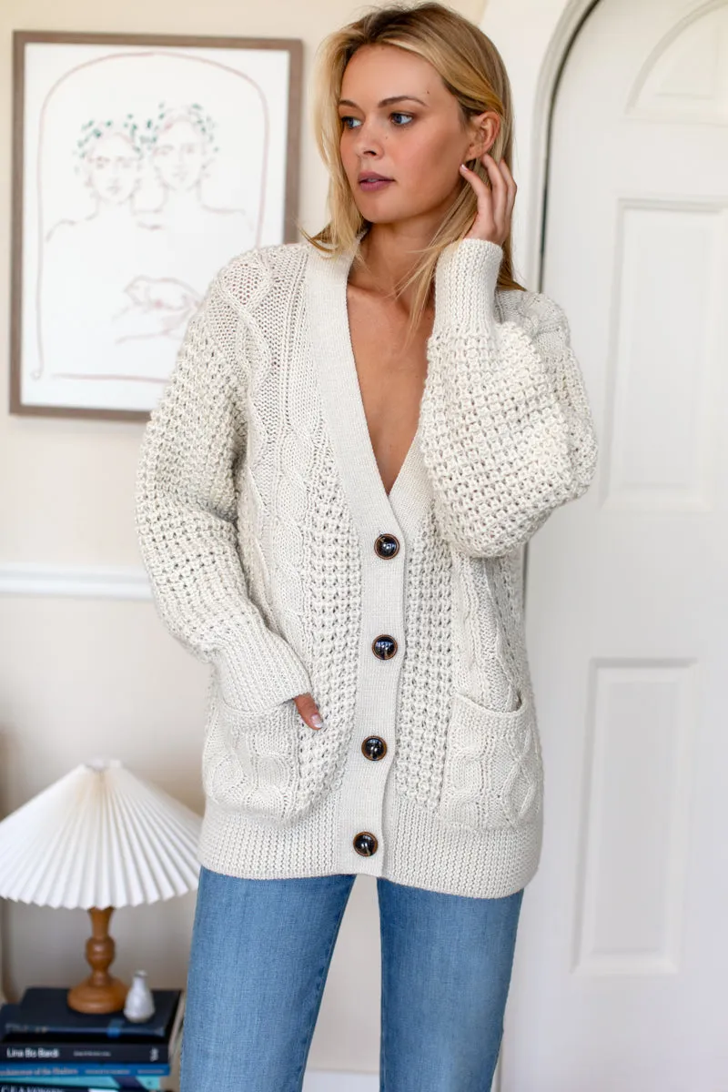 Cozy Cable Cardigan - Ivory Alpaca