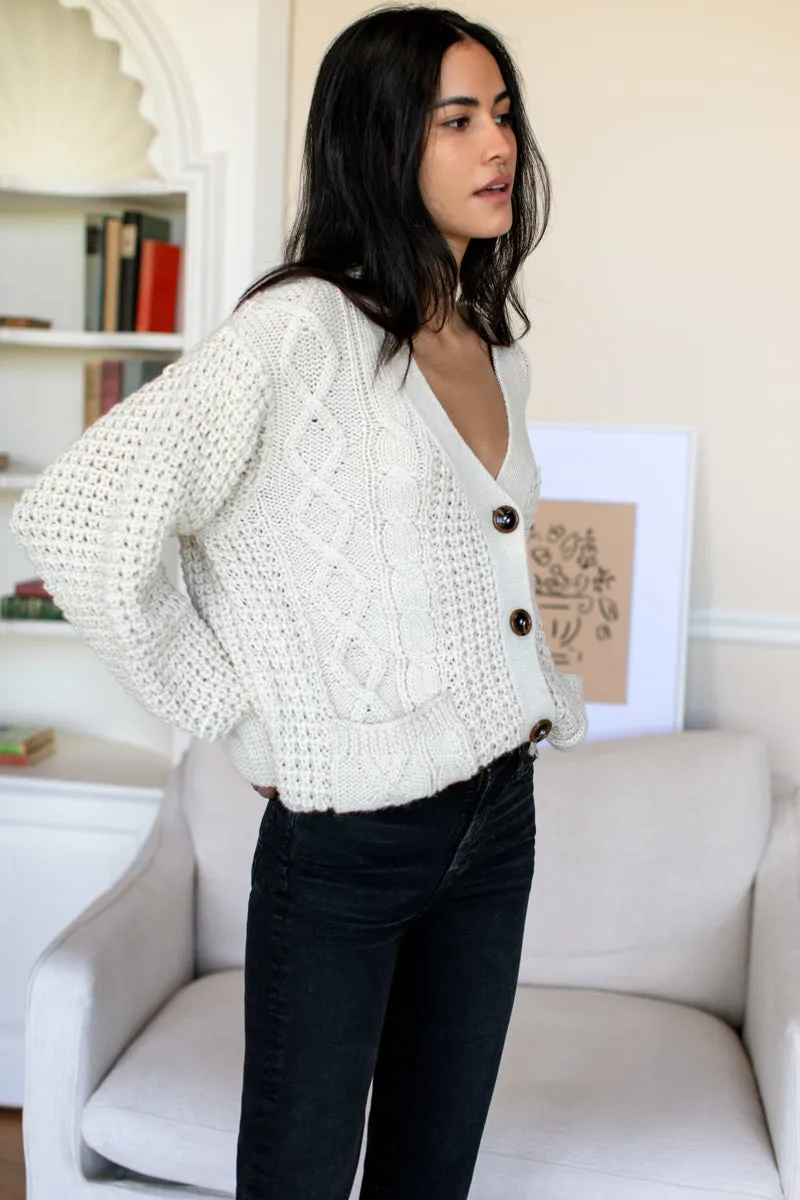 Cozy Cable Cardigan - Ivory Alpaca