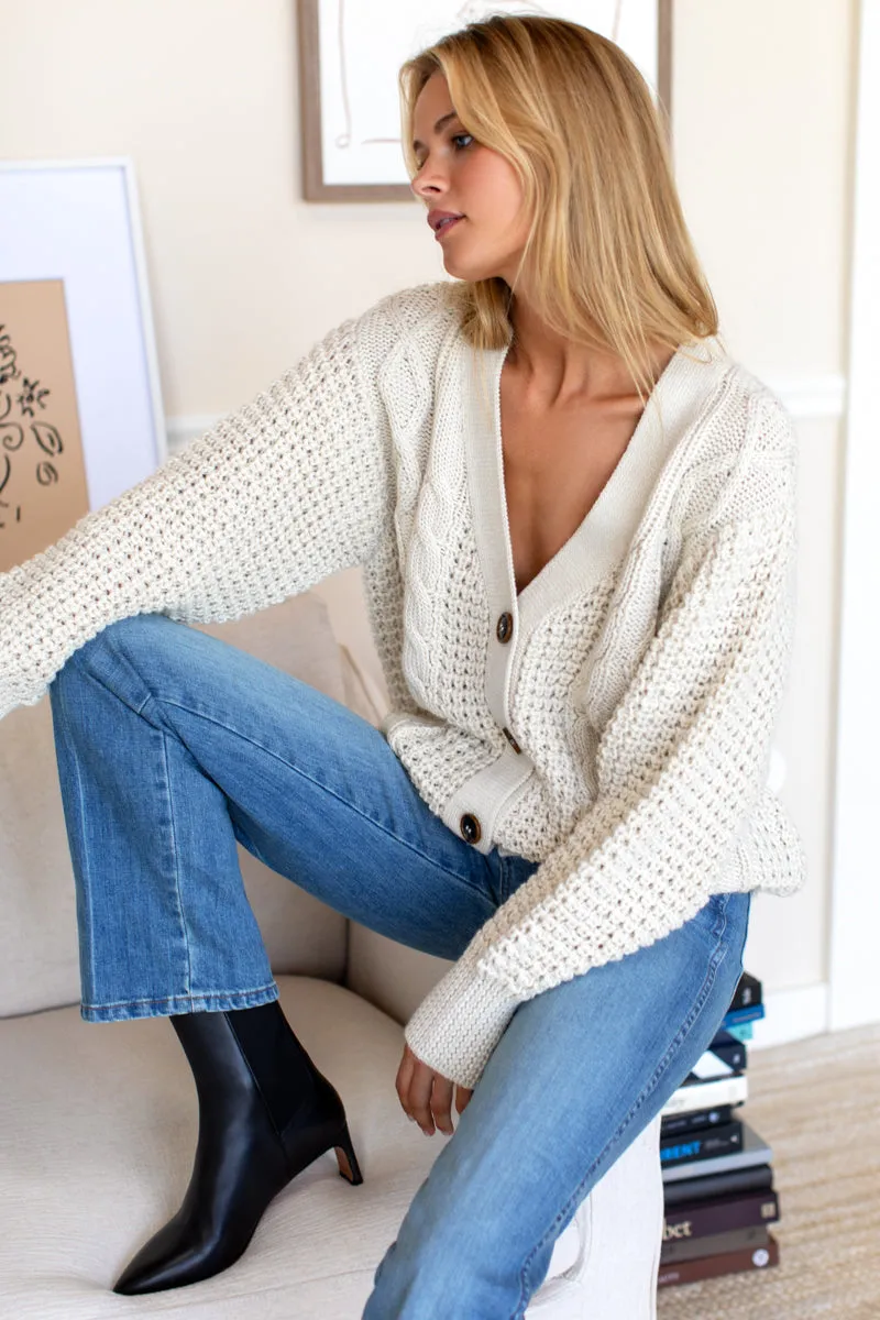 Cozy Cable Cardigan - Ivory Alpaca