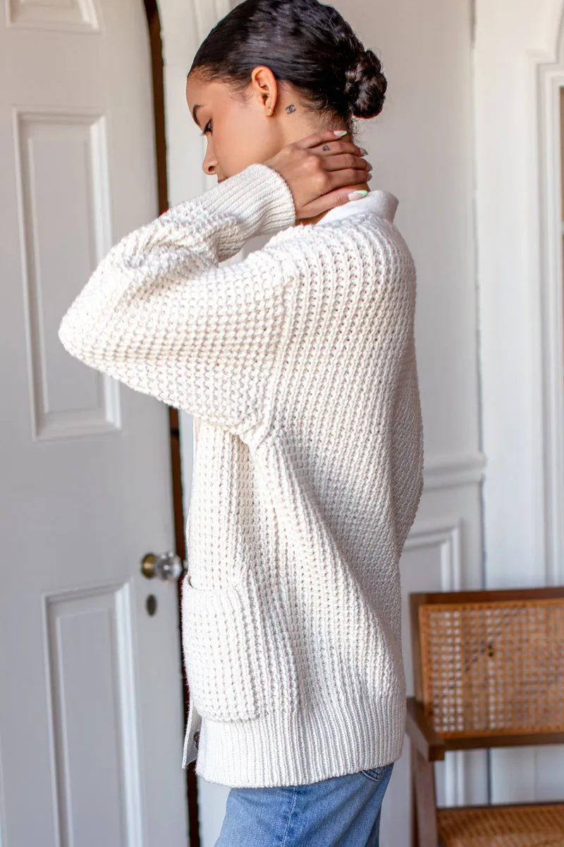 Cozy Cotton Cardigan - Ivory Tanguis Cotton