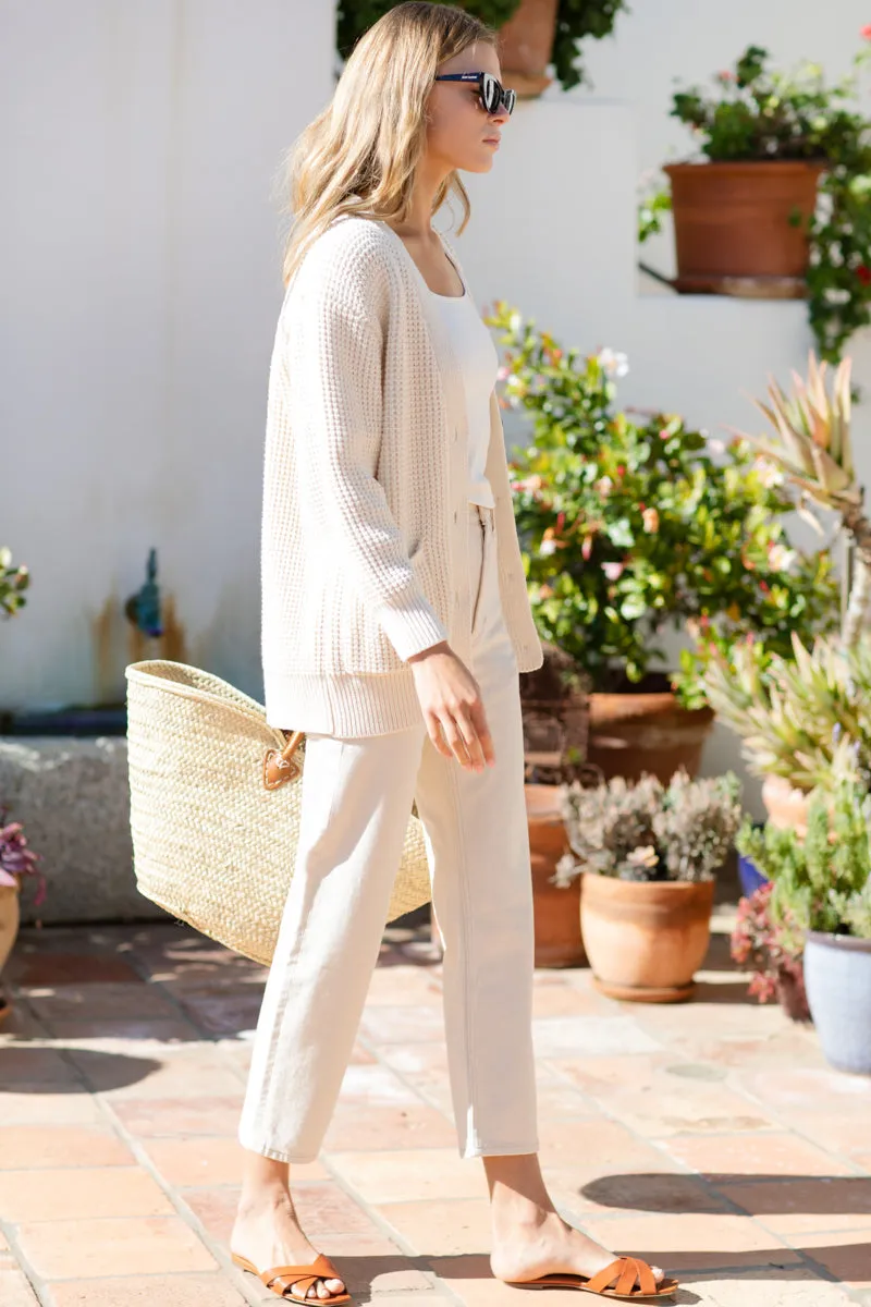 Cozy Cotton Cardigan - Ivory Tanguis Cotton