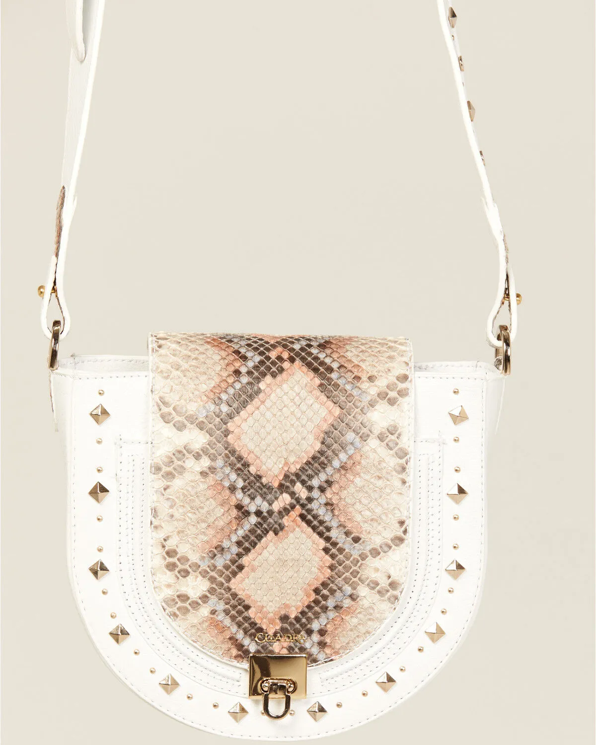 Cuadra Women's Exotic Python Studded Crossbody Bag