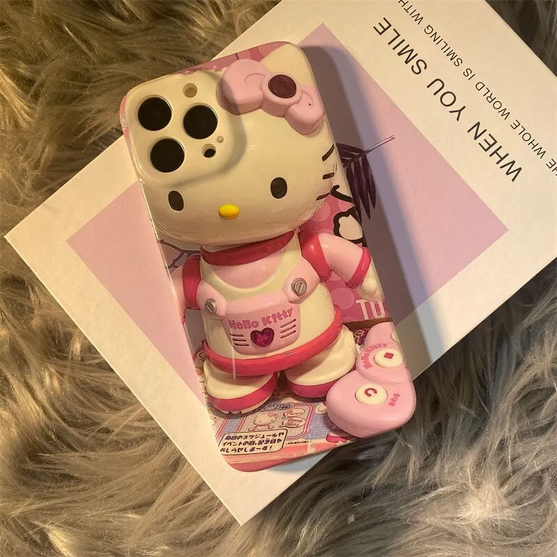 Cute Pink Trendy 3D Hello Kitty Astronaut Design Soft Rubber Protective Shockproof Phone Case for iPhone X XR XS 11 12 13 14 15 