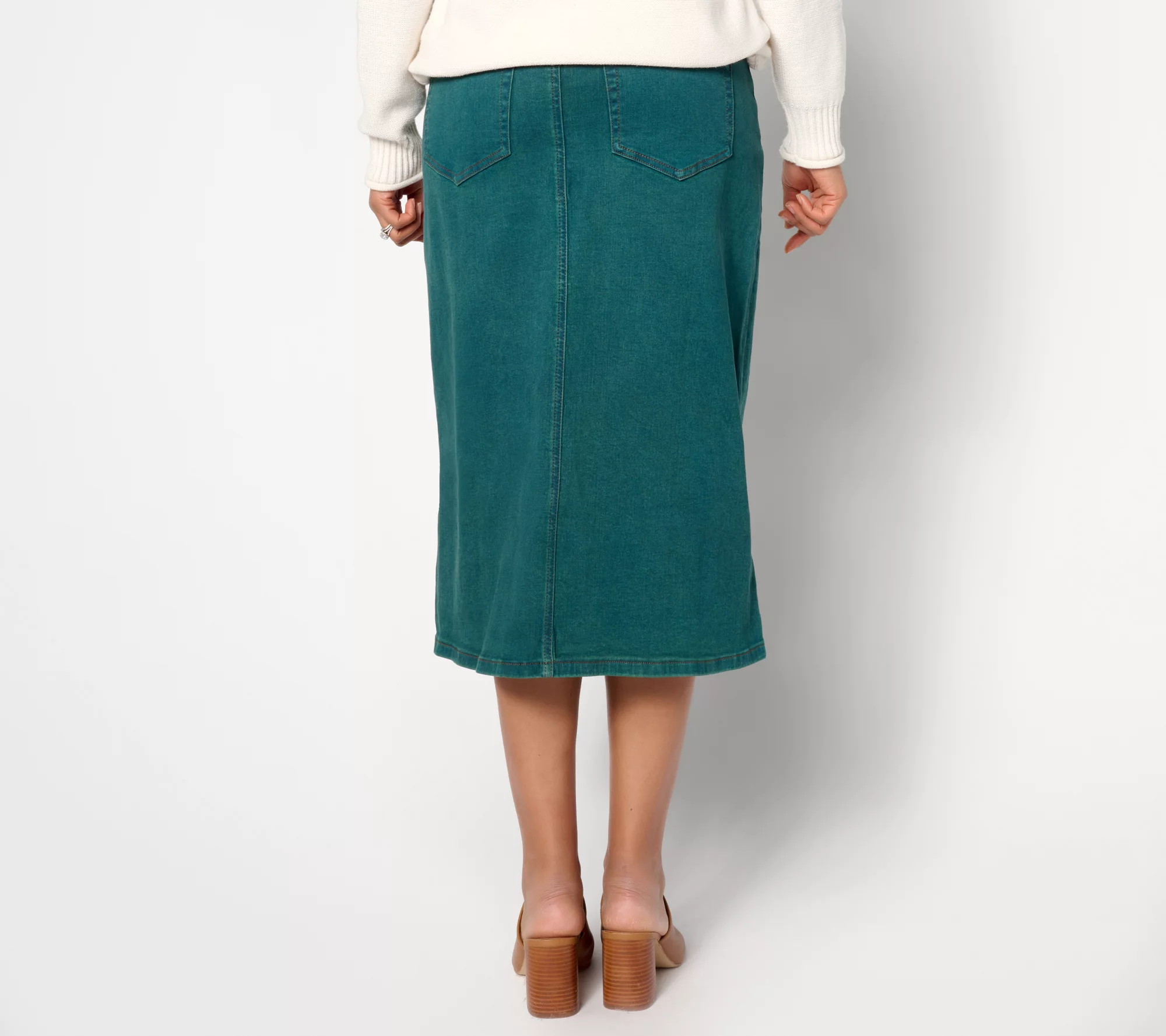 Denim & Co. Canyon Retreat Easy Stretch Overdye Skirt Midi Skirt