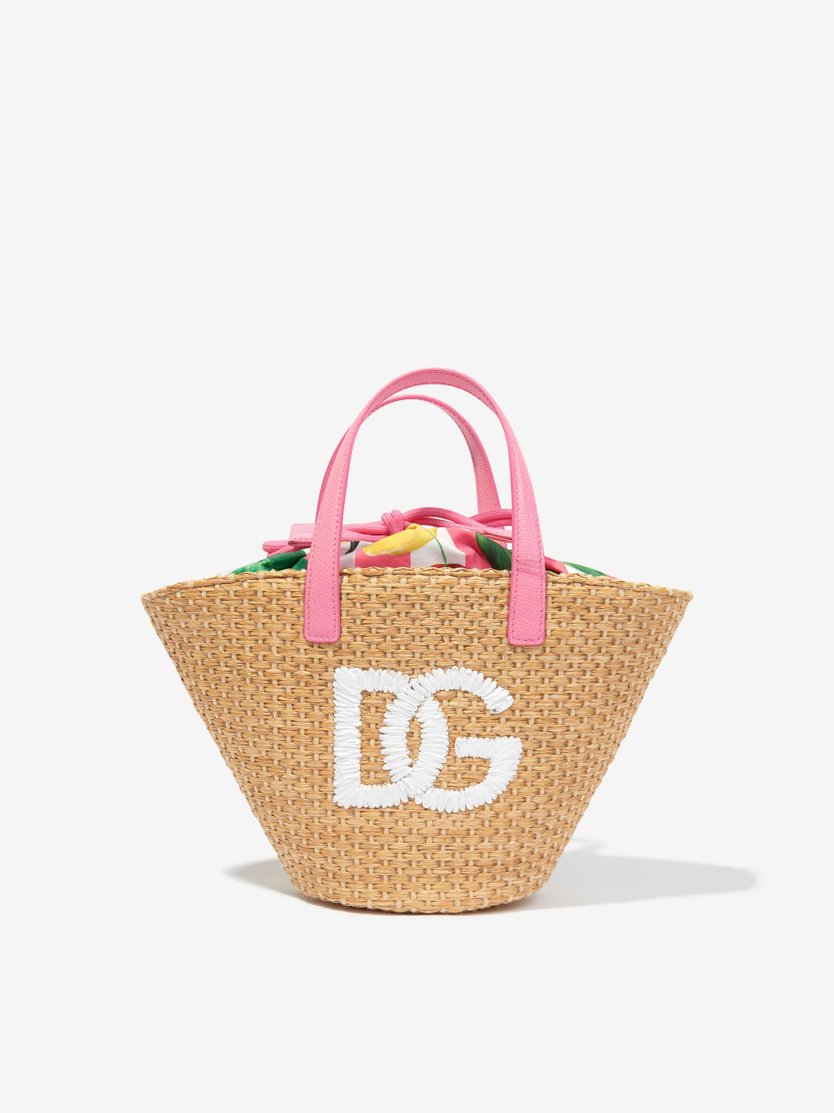 Dolce & Gabbana Girls Straw Logo Tote Bag in Beige (26cm)