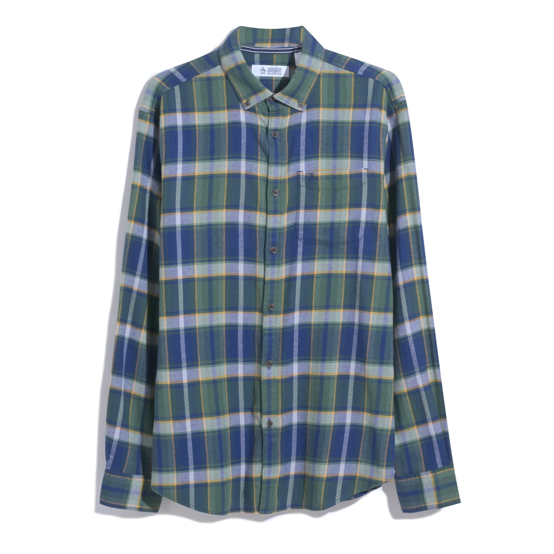 Ecovero Blend Plaid Flannel Shirt In Medieval Blue