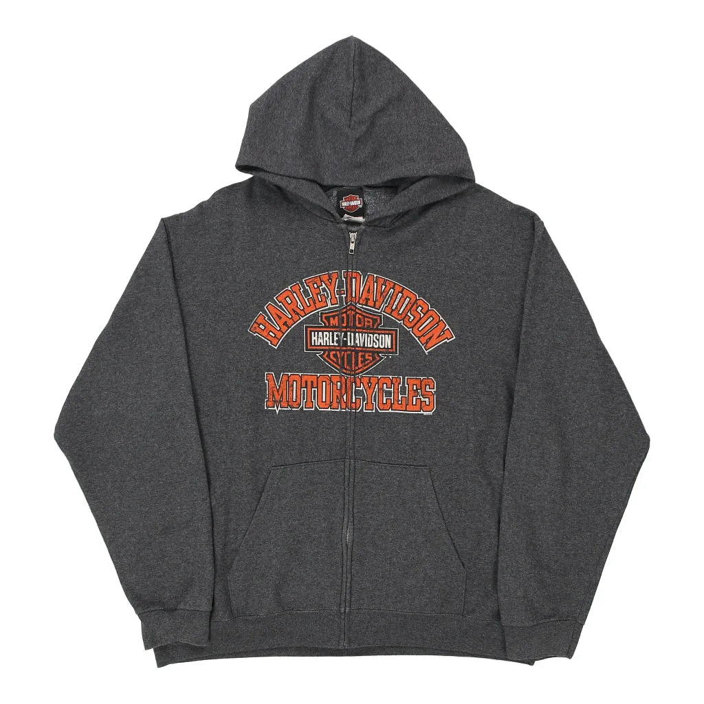 El Paso, Texas Harley Davidson Spellout Hoodie - 2XL Grey Cotton Blend