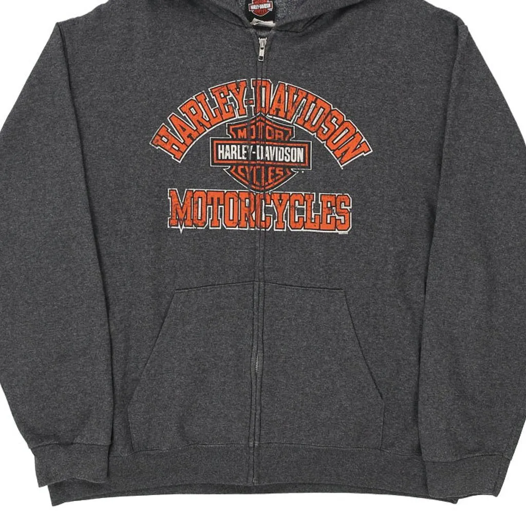 El Paso, Texas Harley Davidson Spellout Hoodie - 2XL Grey Cotton Blend