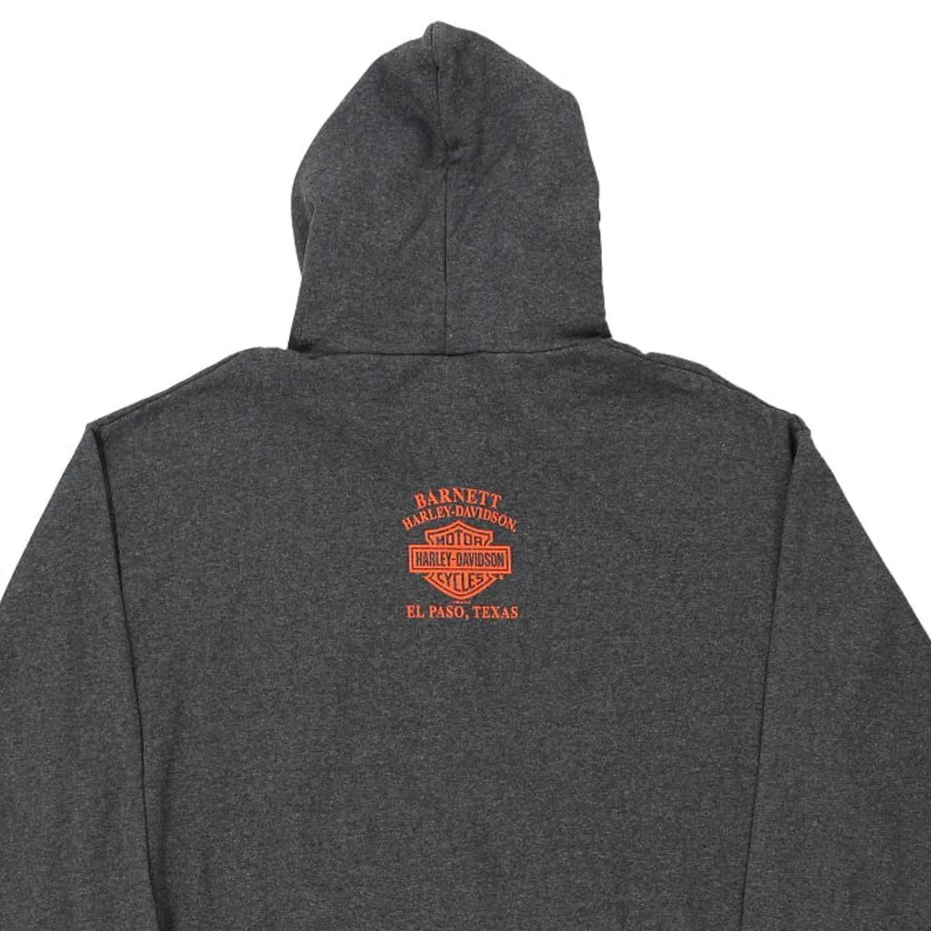 El Paso, Texas Harley Davidson Spellout Hoodie - 2XL Grey Cotton Blend