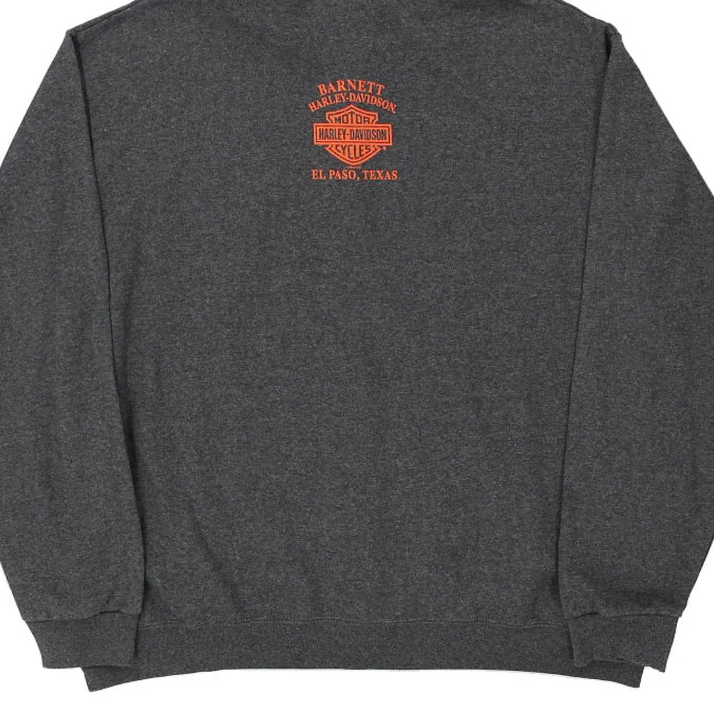 El Paso, Texas Harley Davidson Spellout Hoodie - 2XL Grey Cotton Blend