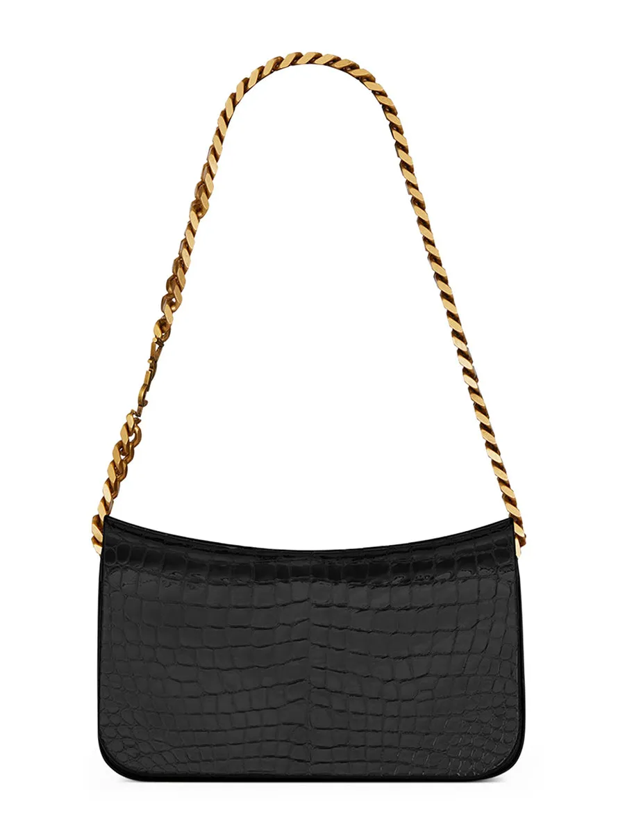 Elise Shoulder Bag in Alligator-embossed Patent Leather