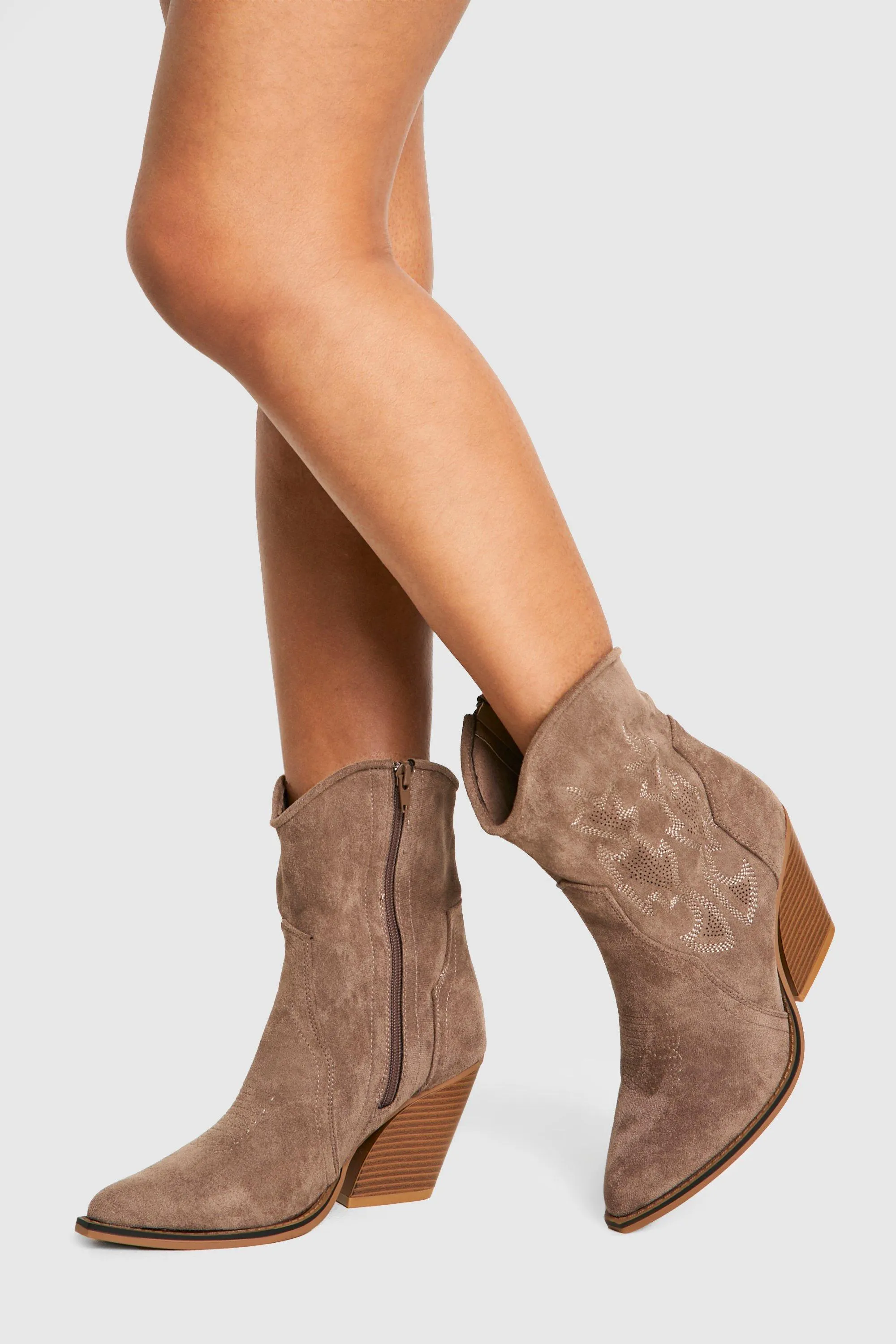 Embroidered Western Ankle Boots