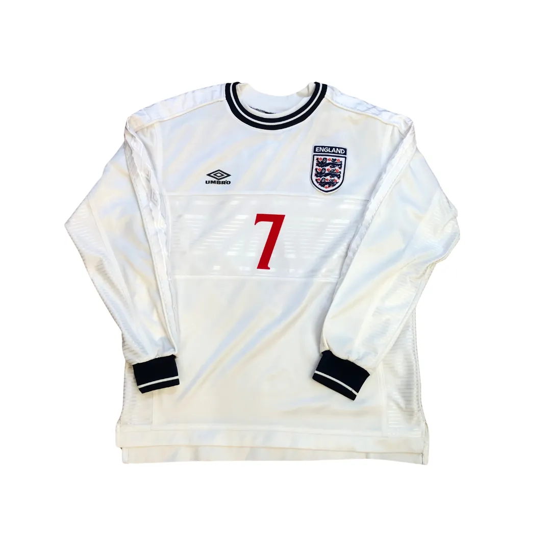 England 1999/2001 Beckham Original Umbro Home Football Shirt Medium