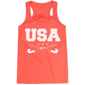 Field Hockey Flowy Racerback Tank Top - USA 