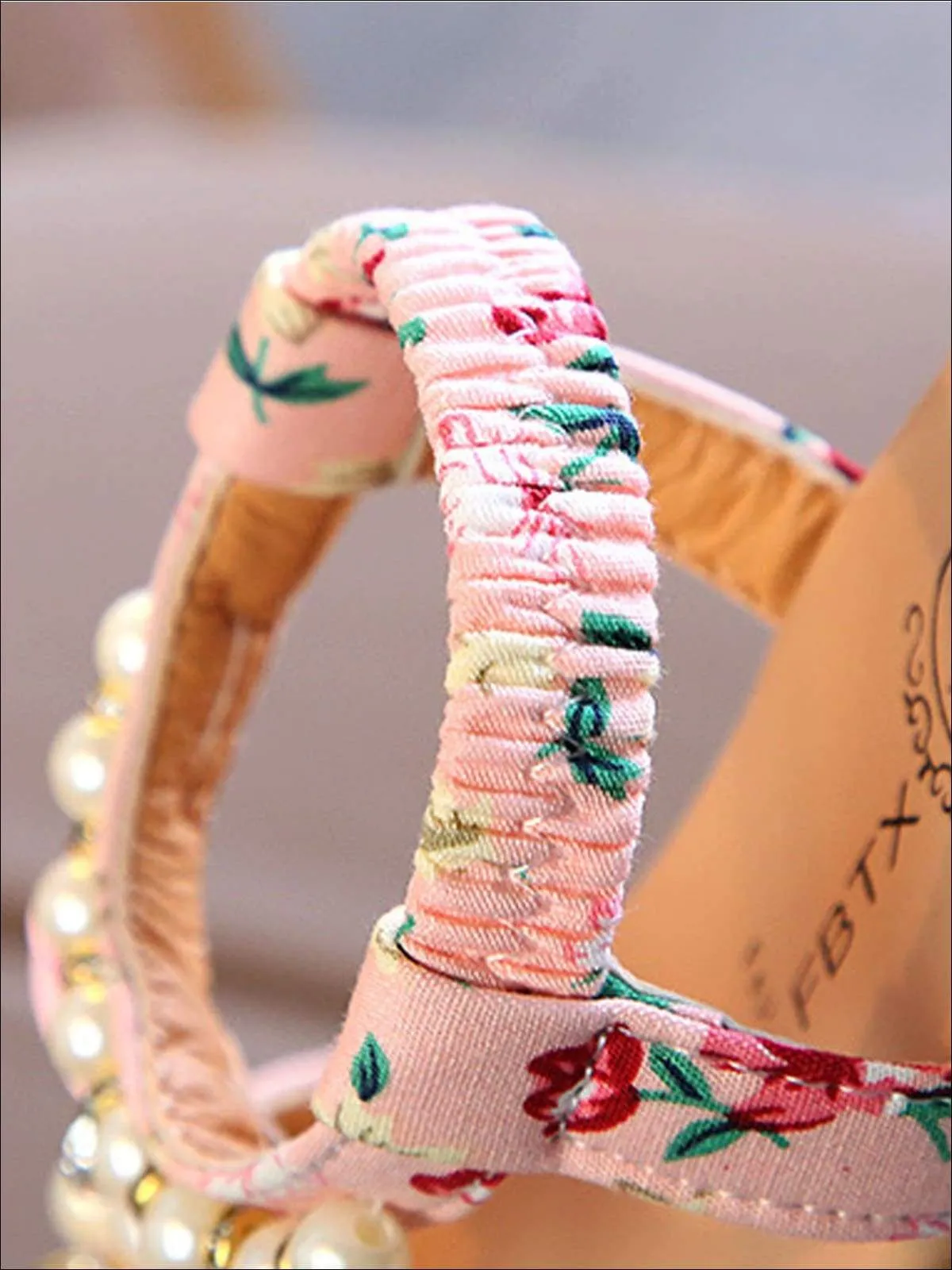 Floral And Faux Pearl Embellished Sandals By Liv and Mia