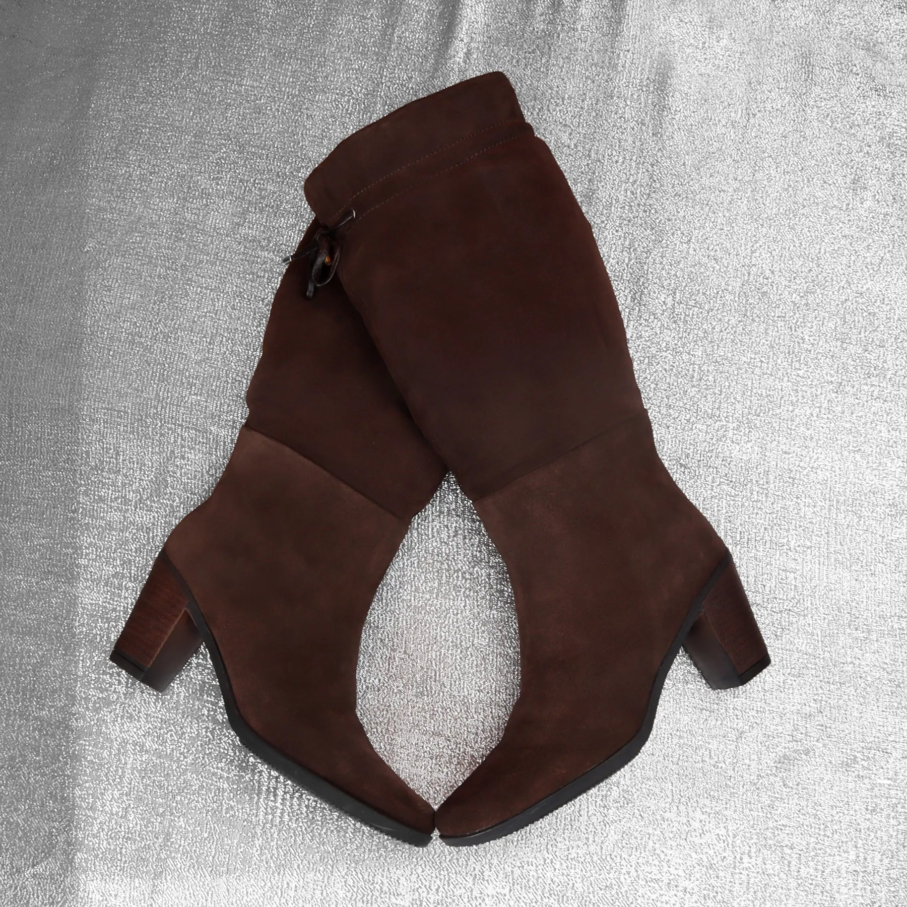 Forever Comfort High Ankle Tassel Bow Dark Brown Suede Leather Ladies Blocked Heel Boots By Brune & Barerskin