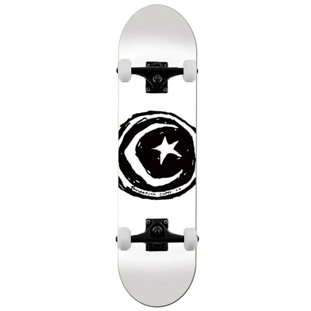 Foundation Star & Moon Complete Skateboard White 8.25