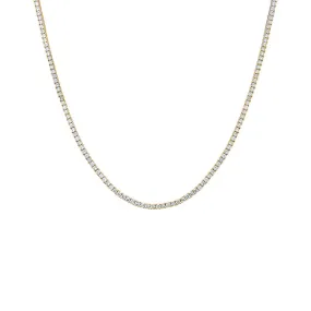 Four Prong Tennis Necklace | 5 Carat Diamonds | 14K Gold Plated