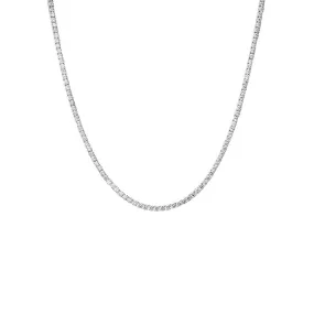 Four Prong Tennis Necklace | 5 Carat Diamonds | 14K White Gold