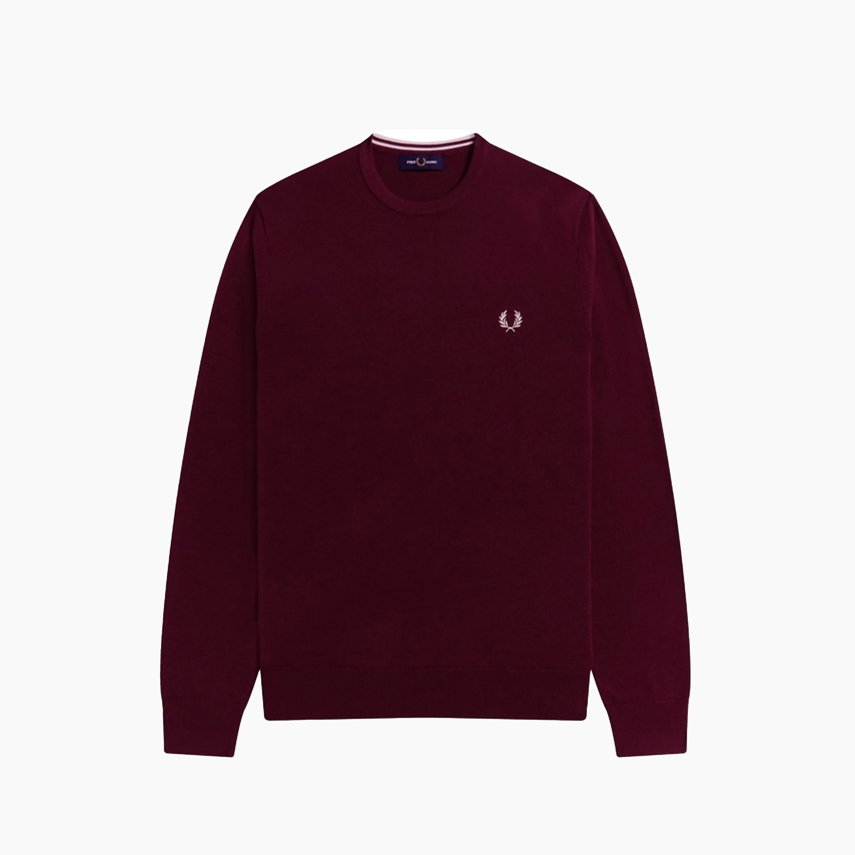 FRED PERRY SWEATER BASIC LOGO BURGUNDY & WHT - 6310