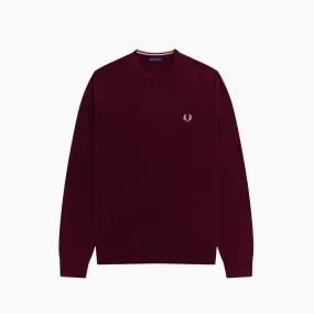 FRED PERRY SWEATER BASIC LOGO BURGUNDY & WHT - 6310