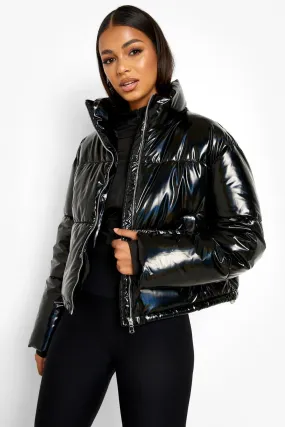 Funnel Neck Boxy High Shine Puffer