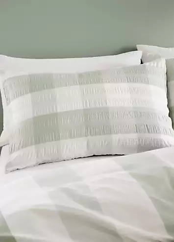 Fusion Seersucker Gingham Check Duvet Cover Set - Green | Kaleidoscope