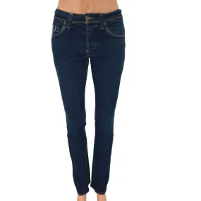 G-Star Raw Denim Defend Super Slim Low Rise Medium Wash Logo Skinny Jeans Sz 28