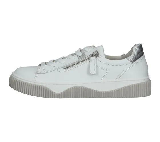 GABOR scarpe da donna in vera pelle con cerniera, sneakers basse eleganti 86.598.01 bianco