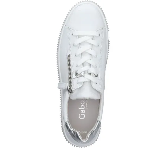 GABOR scarpe da donna in vera pelle con cerniera, sneakers basse eleganti 86.598.01 bianco