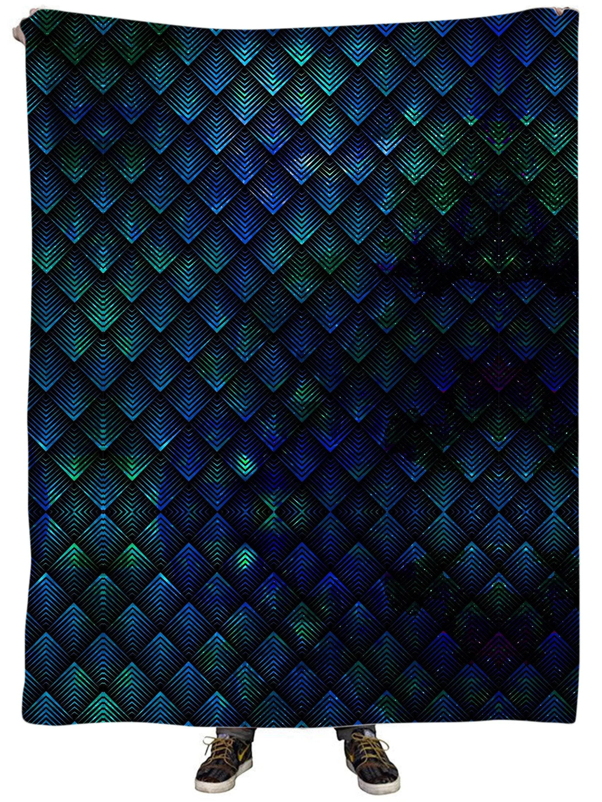 Galactic Dragon Scale Teal Plush Blanket