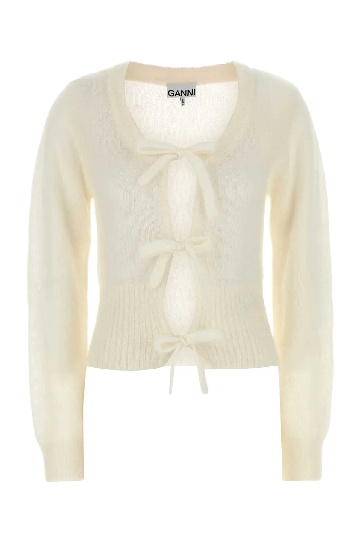 Ganni Ivory Mohair Blend Cardigan