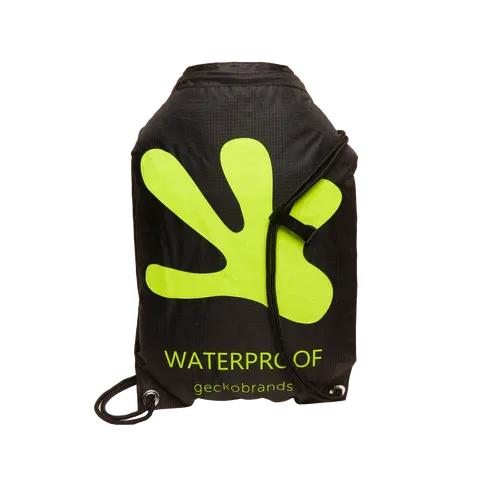 Geckobrands Waterproof Drawstring Backpack - Black/Neon Green