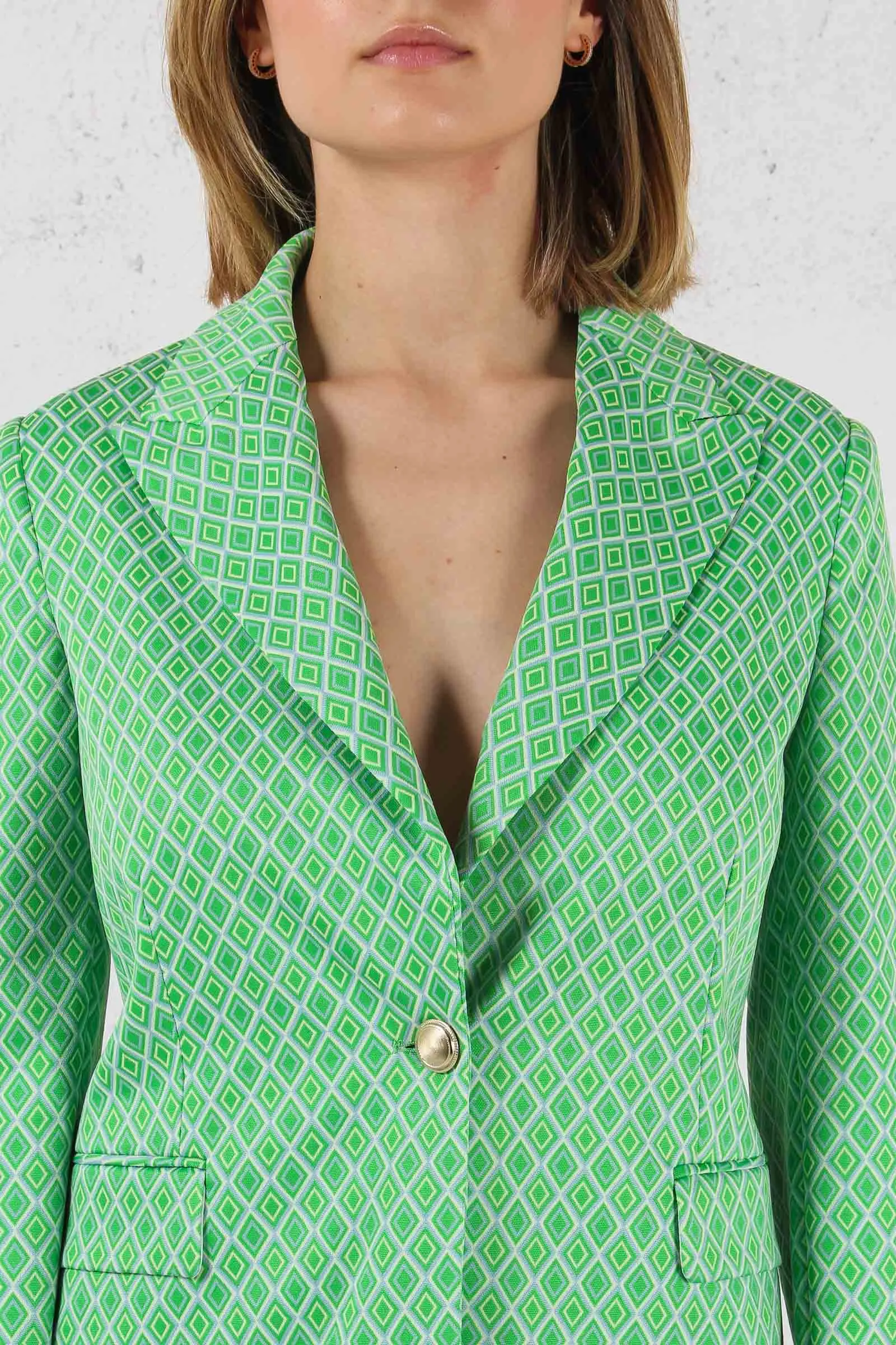 Giacca Lunga Geometrica Optical Green/natura