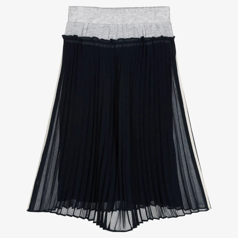 Girls Blue Pleated Skirt