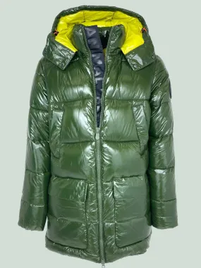 GIUBBINO UOMO VERDE QUATTRO TASCHE CON CAPPUCCIO IN ECO-PIUMA